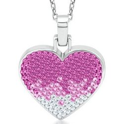 Sterling Silver Fading Pink Cubic Zirconia Heart Necklace