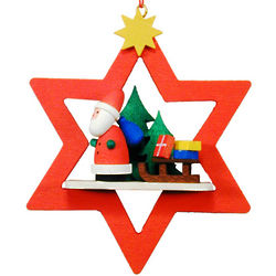 Santa Red Star-Framed Christmas Ornament