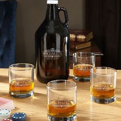 Kensington Personalized Whiskey Glasses and Growler