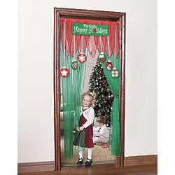 Personalized Happy Holidays Green and Red Door Decor
