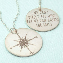 Compass Sterling Silver Disc Necklace