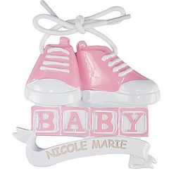 Personalized Blue Baby Shoes Ornament