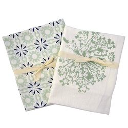 Mint Green Floral Motif Flour Sack Towels