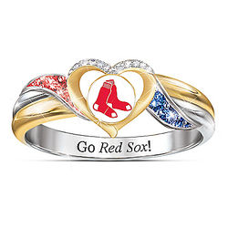 Boston Red Sox Pride Ring with Team-Color Crystals