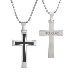 Men's Stainless Steel 2-Tone Personalized Cross Pendant