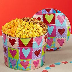 2 Gallon 3 Way Popcorn Painted Hearts Tin