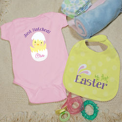 Personalized My First Easter Pink Creeper and Bib Set