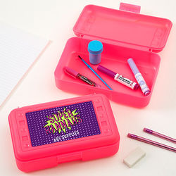 Personalized Girls Super Hero Pink Pencil Box