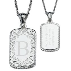 Personalized Silver-Plated Filigree Rectangle Pendant