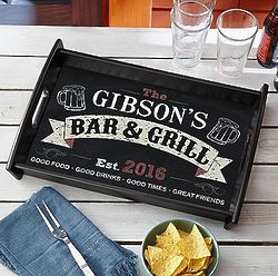 Personalized Bar & Grill Wood Serving Tray