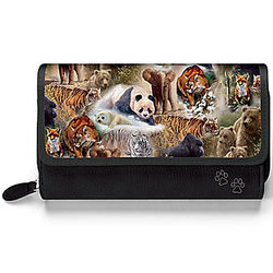 'Protect the Wild' Artwork on Black Faux Leather Wallet