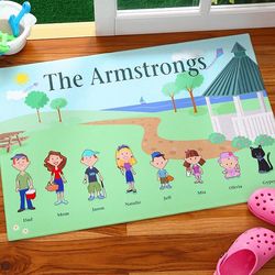 Spring Family Characters Personalized Doormat
