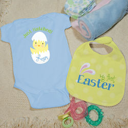 Personalized My First Easter Blue Creeper and Bib Set