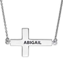 Sterling Silver Cross Engraved Name Necklace