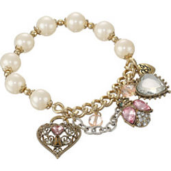 Gifting Lady Big Heart Pearl Stretch Bracelet