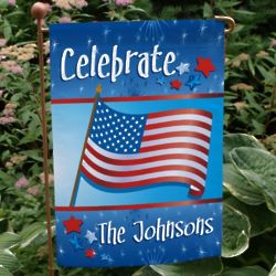 July 4th Celebration Personalized Garden Flag
