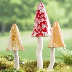3 Tinkling Toadstool Outdoor Ornaments