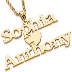 Couple's Personalized Gold-Plated Heart Name Necklace
