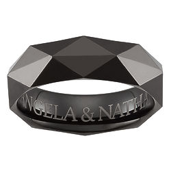 Men's Personalized Tungsten Faceted Band in Black