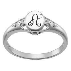 Personalized Initial Sterling Silver Oval Filigree Signet Ring