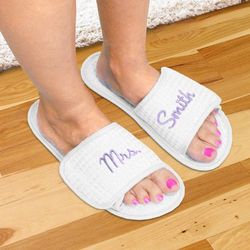 Embroidered Newlywed Slippers