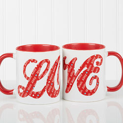 Red L-O-V-E Sweethearts Personalized Coffee Mug