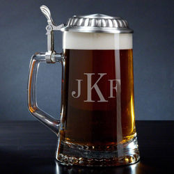 Classic Monogram European Glass Beer Stein