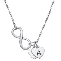 Couple's Personalized Sterling Silver Infinity and Heart Necklace