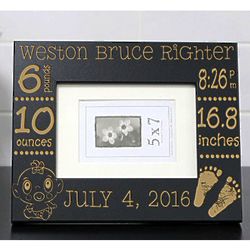 Personalized New Baby Stats Wood Frame in Black
