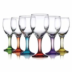 6 Assorted Color Carnival Wine Glasses