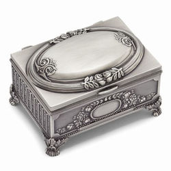Victorian Rose Silver Plated Jewelry Box