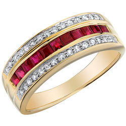 Ruby Ring with Diamonds in 10 Karat Yellow Gold