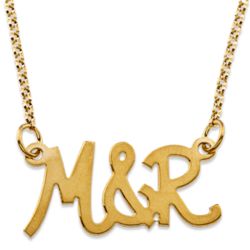 Gold Over Sterling Uppercase Initial Couples Necklace