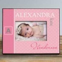 Personalized Initial Baby Photo Frame with Polka Dot Pattern