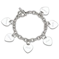 Perosnalized Family Name Hearts Charm Bracelet