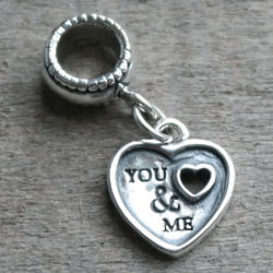 You and Me Pandora-Compatible Heart Charm Bead