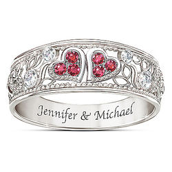 Personalized Heart to Heart Ruby and Diamond Ring