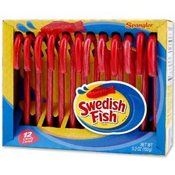 Swedish Fish Red Candy Canes - 12 Count Box