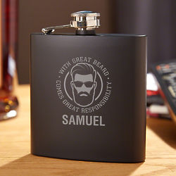 Personalized Great Beard, Great Responsibility Whiskey Flask