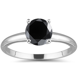 1 Carat Black Diamond Engagement Ring in 14K Gold