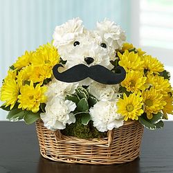 Mustache Dog Flower Arrangement