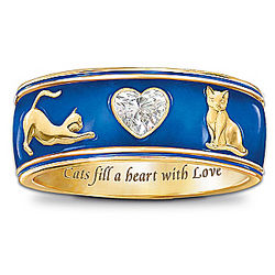 Cats Fill a Heart with Love Enamel Ring
