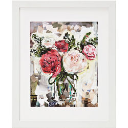 Recycled Magazine Clippings Framed Flowers Print