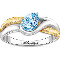 Always Remembered Infinity-Cut Blue Topaz Ring