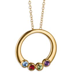 Gold Plated Mother's Circle Bezel Birthstone