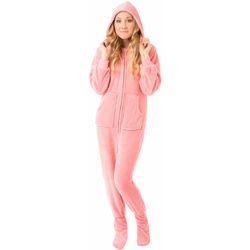 Pink Plush Hoodie Footed Pajamas