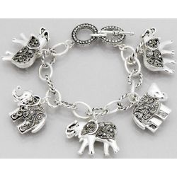 Antique Silver Elephant Charm Bracelet