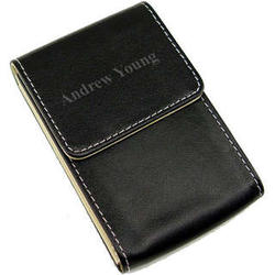 Black Faux-Leather Business Card Holder