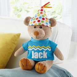 Personalized Plush Teddy Bear in Birthday Hat