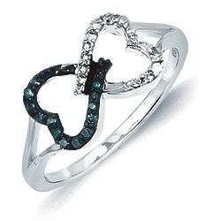 White and Blue Diamond Double Infinity Heart Ring